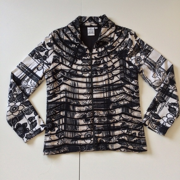 Parsley & Sage Black & Ivory Print Full Zip Jacket With Stretch S - Picture 7 of 11